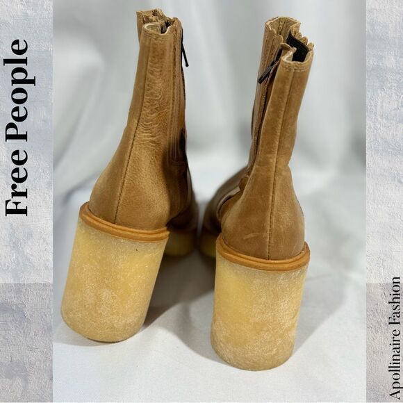 FREE PEOPLE JAMES CHELSEA CHUNKY HEEL BOOTS IN TAN SIZE 40 NEW - Picture 6 of 6